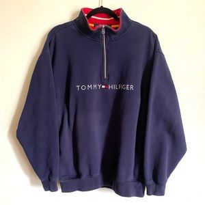 Vintage Tommy Hilfiger Quarter Zip Mens Navy